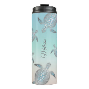 Sea Turtles Pattern Beach  Style Monogram Thermal Tumbler