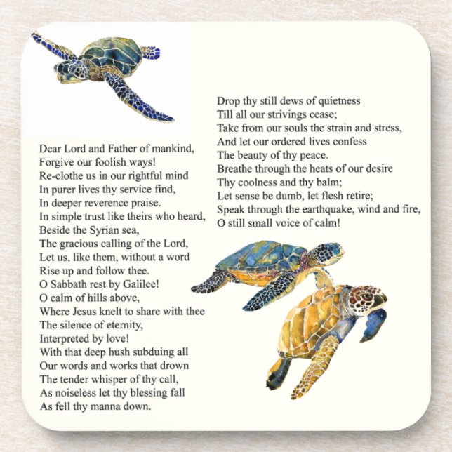 Sea Turtles Peace Poem Prayer Wildlife Coaster (Front)