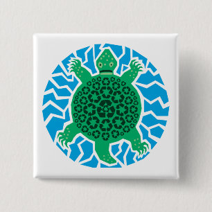 Sea Turtles, Recycling 15 Cm Square Badge