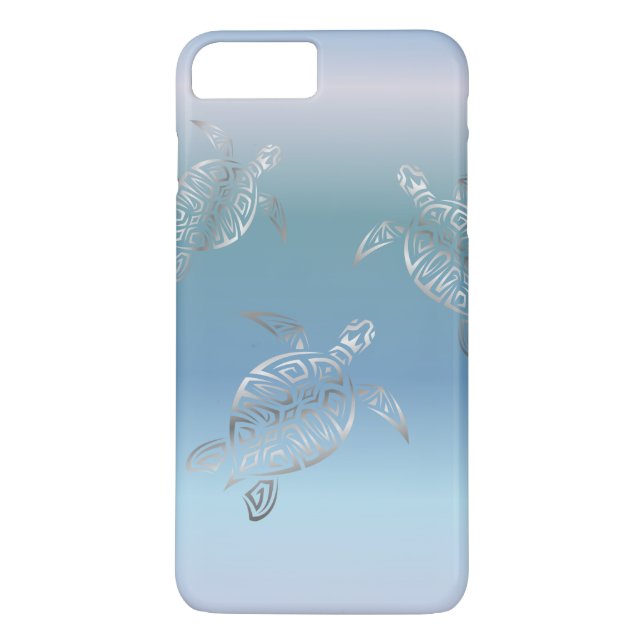 Sea Turtles Silver Blue Gradient Case-Mate iPhone Case (Back)