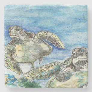 Sea Turtles Stone Coaster