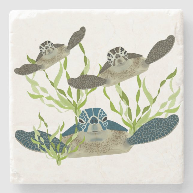 Sea Turtles Stone Coaster (Front)
