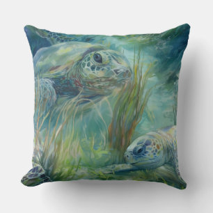 Sea Turtles Swimming in the Ocean Cushion