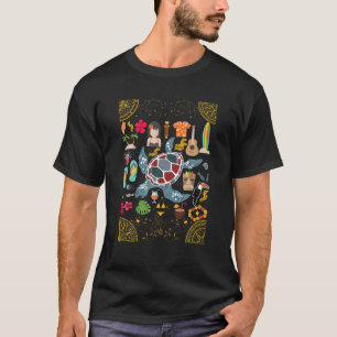 Sea Turtles Tiki Mask Aloha Summer Ukulele Beach T T-Shirt