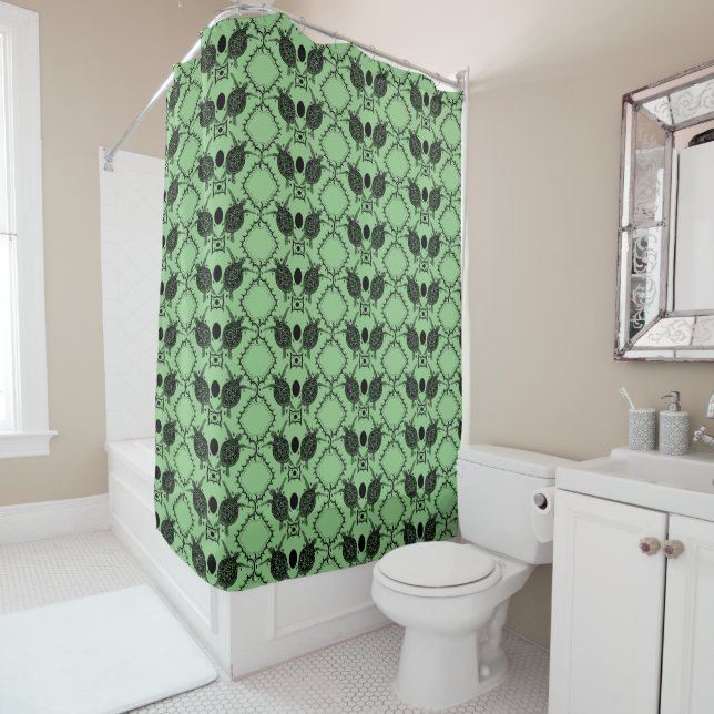 Sea Turtles Tortoise Ocean Moon Eco Green Shower Curtain (In Situ)