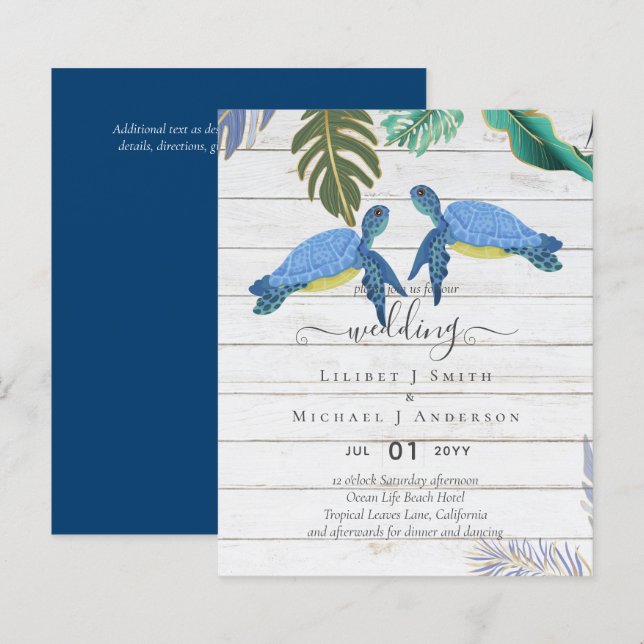 Sea Turtles Wedding Blue Yellow (Front/Back)