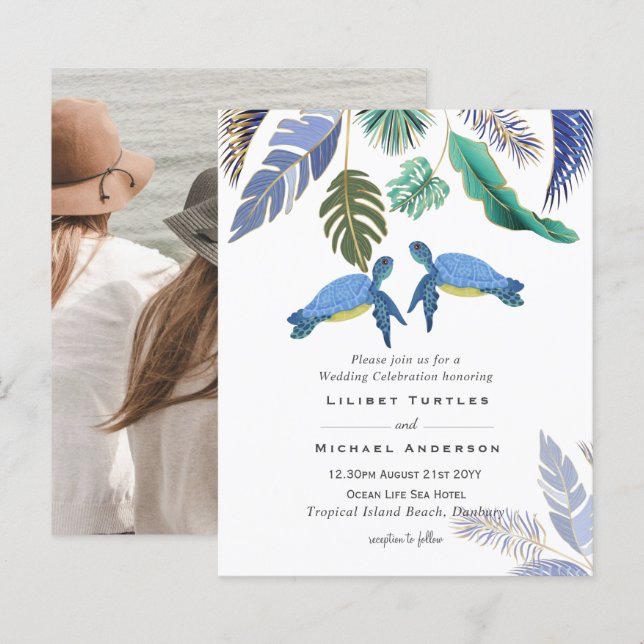 Sea Turtles Wedding Blue Yellow (Front/Back)