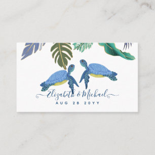 Sea Turtles Wedding Blue Yellow Business Card
