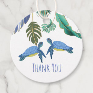 Sea Turtles Wedding Blue Yellow Favour Tags