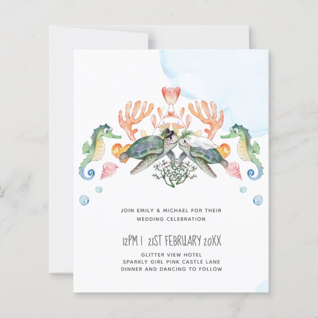 Sea Turtles Wedding Featuring Bride and Groom (Front)