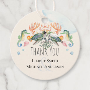 Sea Turtles Wedding Featuring Bride and Groom Favour Tags
