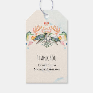 Sea Turtles Wedding Featuring Bride and Groom Gift Tags