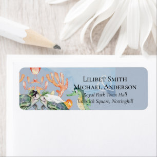 Sea Turtles Wedding Featuring Bride and Groom Labe