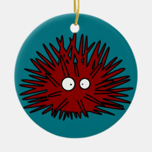 Sea Urchin Uni Spiny Red Hedgehog Ocean Ceramic Tree Decoration