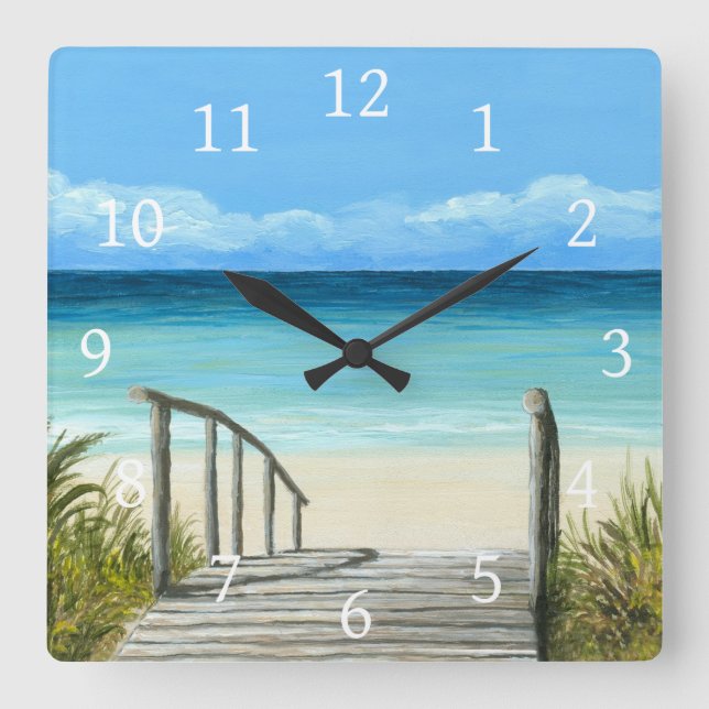 Sea View 147 ocean beach Square Wall Clock (Front)