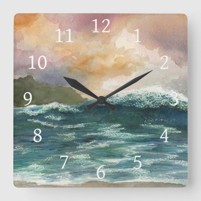 Sea View 264 ocean wave Square Wall Clock (Front)