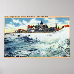 Sea View Avenue Waterfront View of the Surf Poster