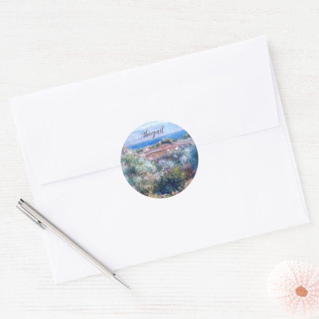 Sea view by Auguste Renoir Classic Round Sticker (Envelope)