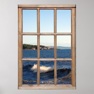 Sea View from a Window with Cresting Wave Poster