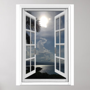 Sea View Trompe l'oeil Fake Window Poster