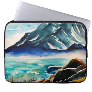 Sea view watercolor laptop sleeve