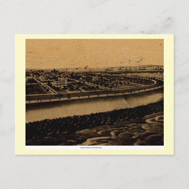 Sea Wall, Galveston, Texas 1909 Vintage Postcard (Front)