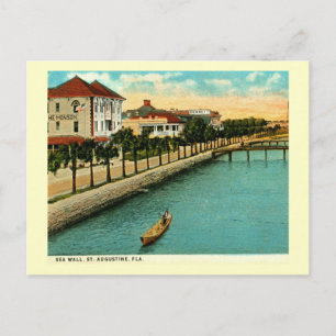 Sea Wall, St. Augustine, Florida Vintage Postcard