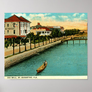 Sea Wall, St. Augustine, Florida Vintage Poster