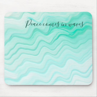Sea Water Blue Peace Comes in Waves Ocean Quote Mouse Mat