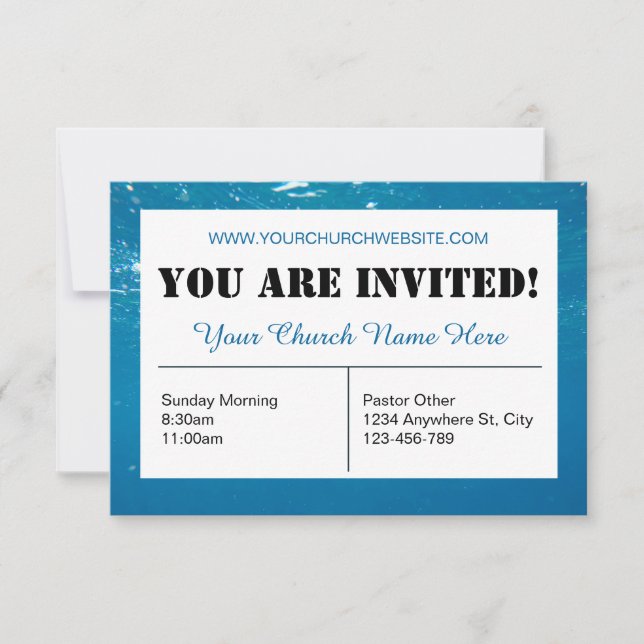 Sea Water Church Invitation Card (Front)