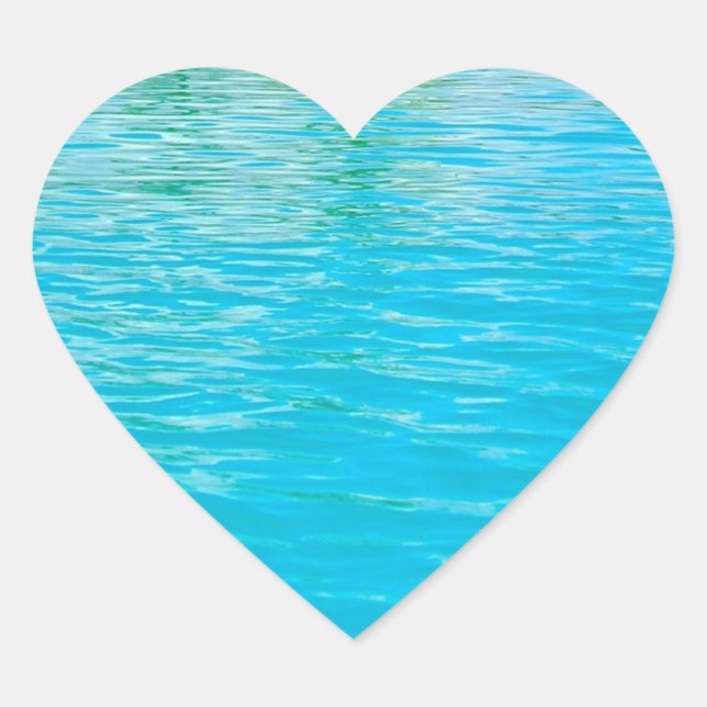 Sea Water Custom Blue Green Blank Template Heart Sticker (Front)