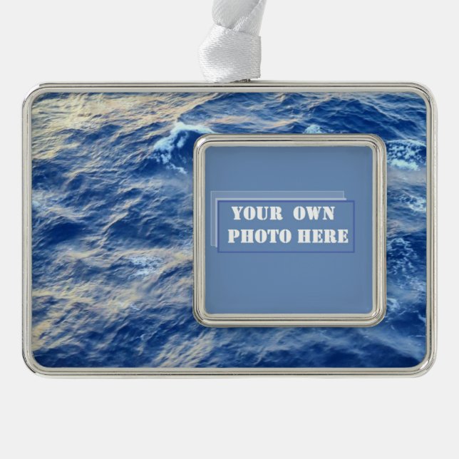 Sea Water Custom Photo Silver Plated Framed Ornament (Front)