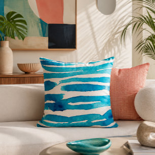 Sea water watercolor abstract cushion