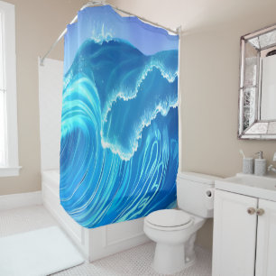 Sea wave design - Flowing Wave Shower Curtain