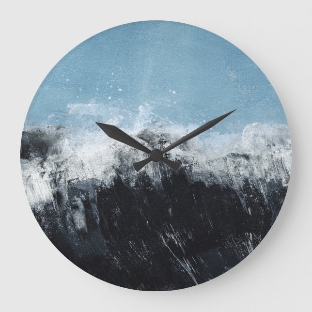 Sea wave: hand-painted design large clock (Front)