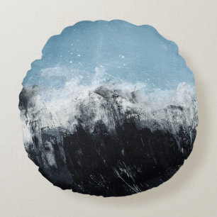 Sea wave: hand-painted design round cushion