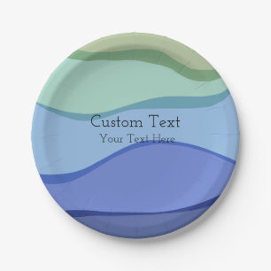 Sea Wave Ocean Design Custom Text Paper Plate