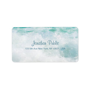 Sea Waves Handwritten Script Text Elegant Address Label