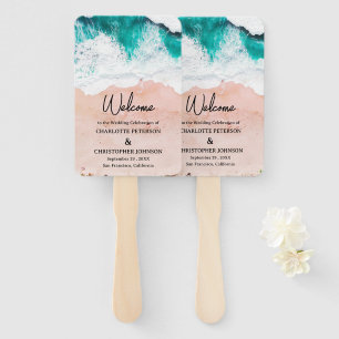 Sea Waves & Sand Beach Wedding  Hand Fan
