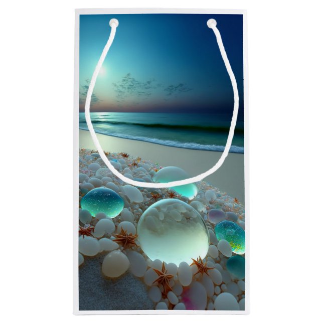 Sea Waves & Sea Glass Gift Box Small Gift Bag (Back)