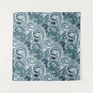 Sea waves seamless pattern tapestry