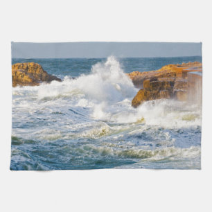 Sea waves tea towel