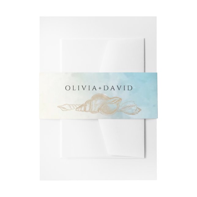 Sea Wedding  Summer Blue Ocean Beach Wedding  Invitation Belly Band (Front Example)