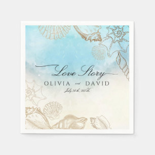 Sea Wedding  Summer Blue Ocean Beach Wedding  Napkin