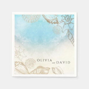 Sea Wedding Summer Blue Ocean Beach Wedding Napkin