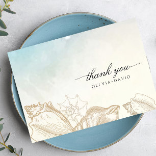 Sea Wedding Summer Blue Ocean Beach Wedding Thank You Card