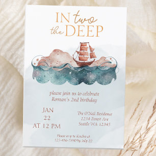 Sea Whimsical Ocean Pirate Second Birthday Invitation