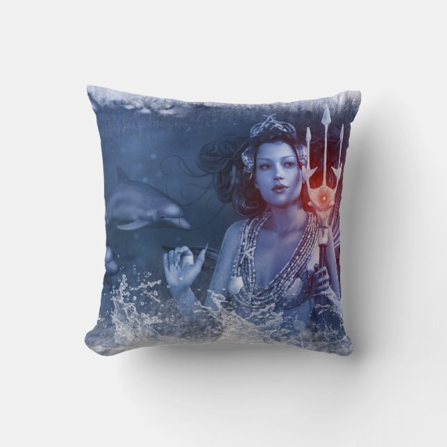 Sea Witch Water Goddess Throw Pillow Wicca (Front)