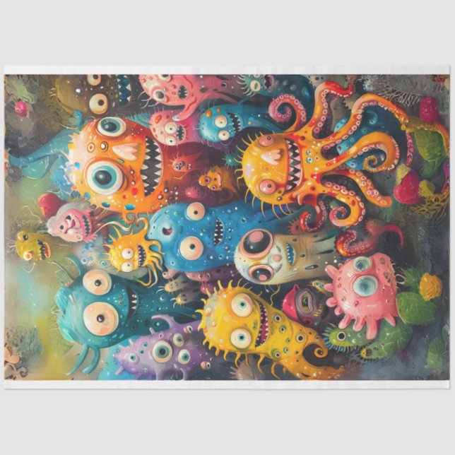 Sea World Monsters Kids Furniture Decoupage Tissue Paper (Front)