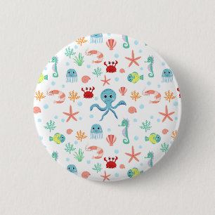 Sea World pattern 6 Cm Round Badge